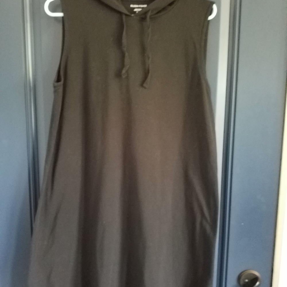 Eileen Fisher Black Sleeveless Hooded A-Line Mini Dress